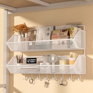 宿舍墙上置物架床头收纳架墙壁挂墙置物筐免打孔挂篮寝室双层挂架