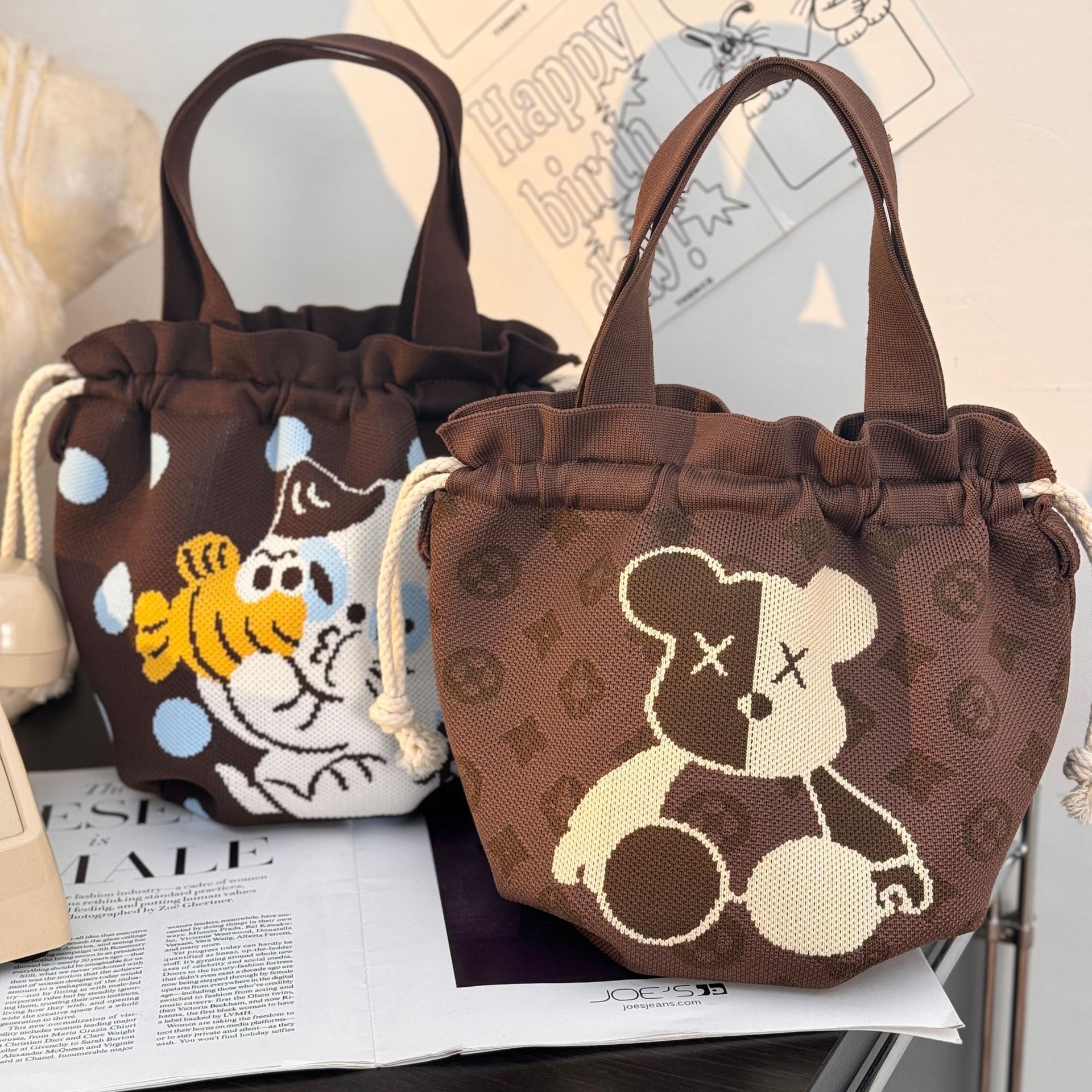 原创新款可爱大容量束口手提包