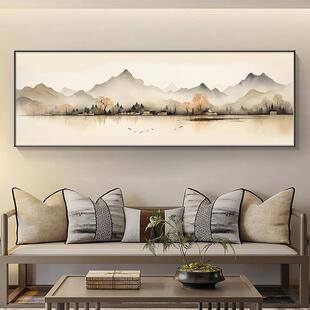 眺望远方新中式山水画客厅装饰画沙发背景墙壁画办公室大气靠山图