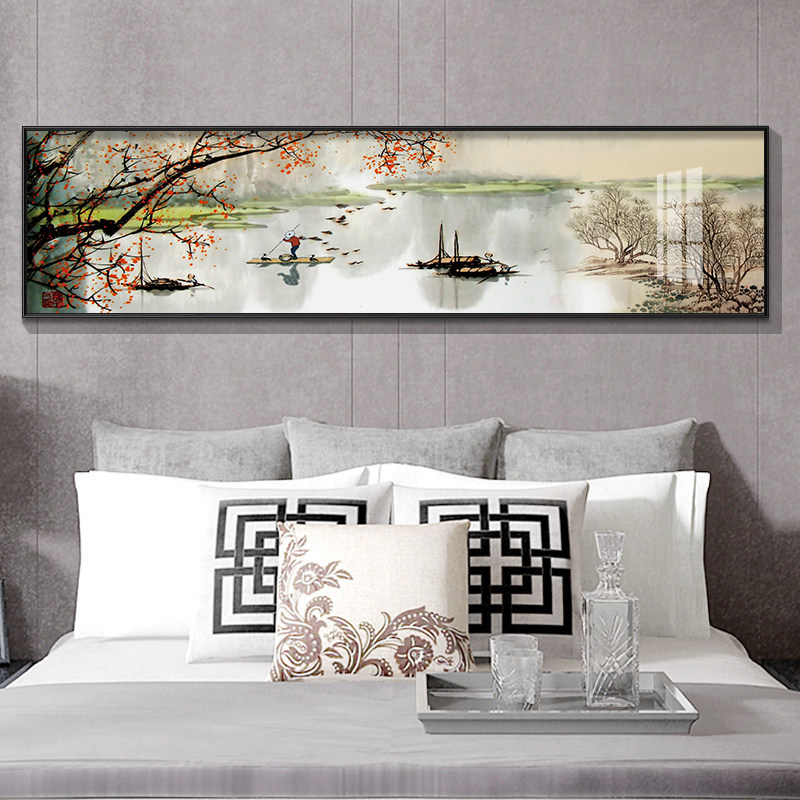 江南水乡卧室床头画 画新中式客厅沙发背景墙装饰画 画主卧墙面挂