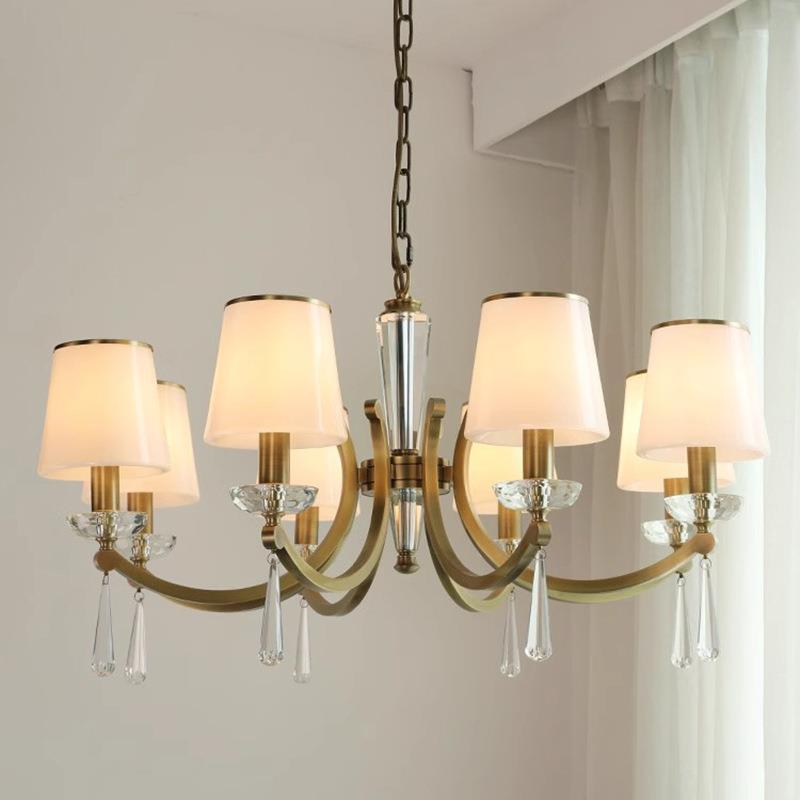 全铜美式欧式客厅水晶吊灯简美高端简约大气别墅灯餐厅卧室灯