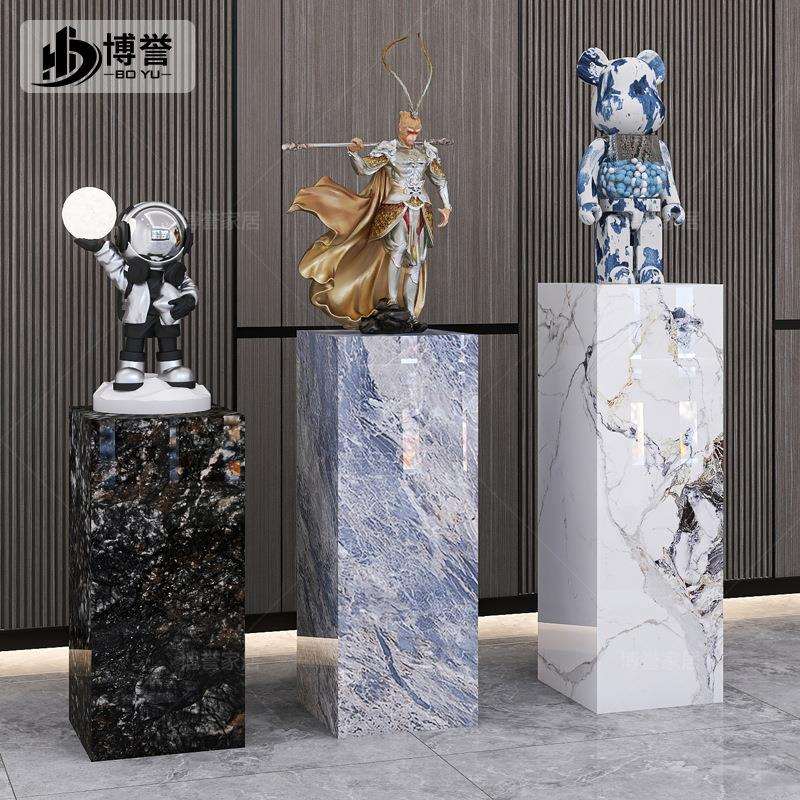 岩板立柱子大理石摆件底座展示摆台客厅玄关饰品落地式石墩花架子