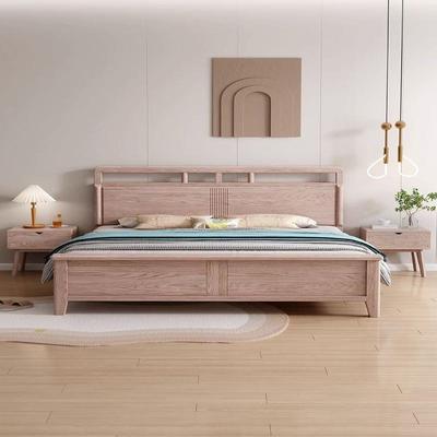 白蜡木实木床主卧1.8x2米原木风卧室大床1.5米现代简约储物实木床