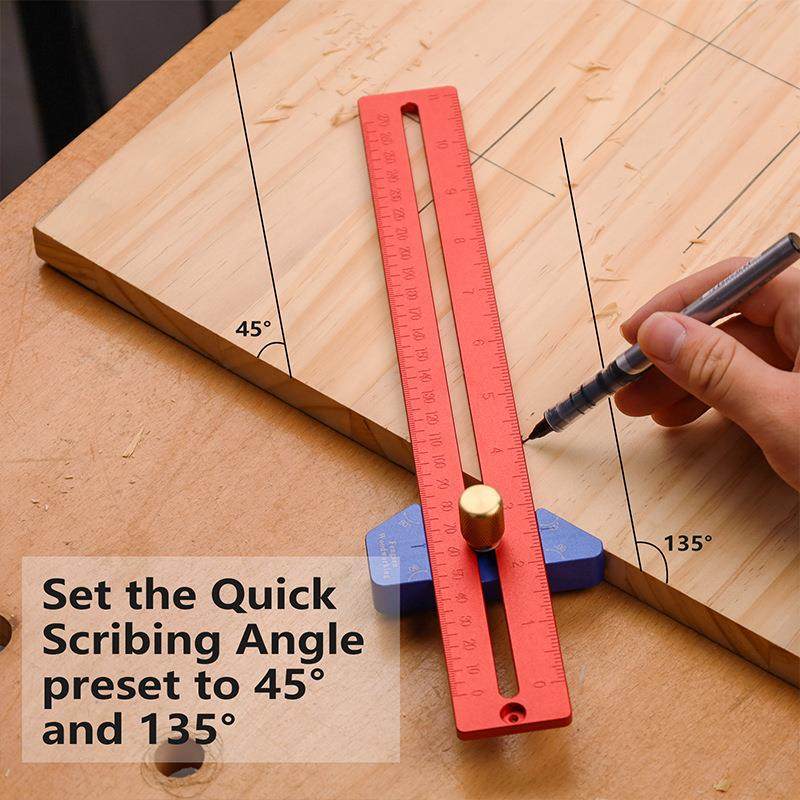 YX200木工划线尺 洞洞尺 铝合金T型尺 木工划线器 角度划线器