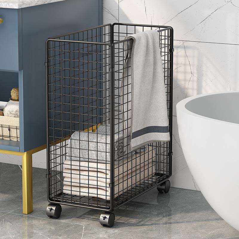 浴室脏衣篓带轮小推车置物架落地卫生间洗漱台夹缝铁艺收纳架昌悦