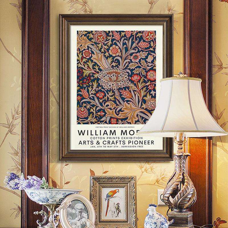 威廉莫里斯美式玄关入户装饰画餐厅墙面复古油画挂画房间卧室壁画