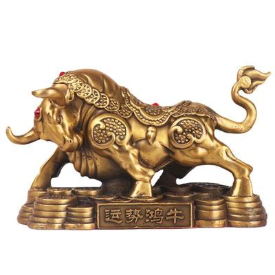 杨铜记 金钱牛生肖牛工艺品家居办公室摆件 铜牛 鸿运牛