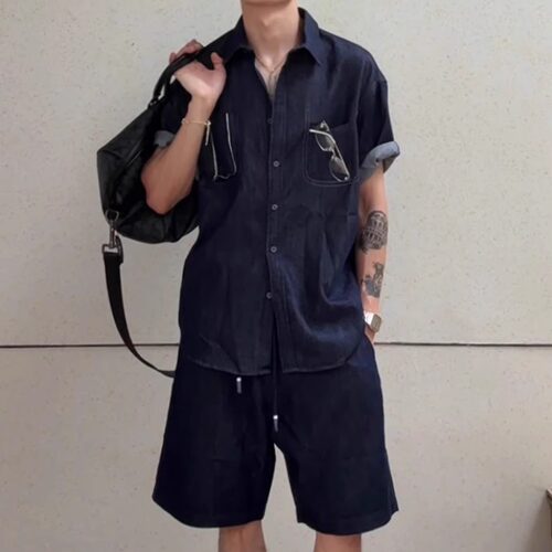 男士极简莱塞尔牛仔垂感