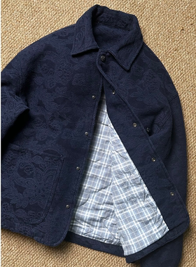 SKYROCKET扶摇【广告狂人】（蓝色老钱风提花多口袋夹克棉服）