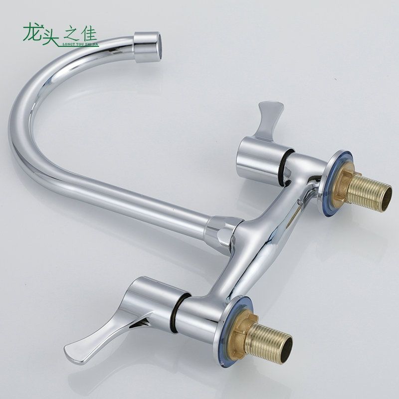 铜 150mm孔距老式面盆水龙头 孔距20cm双孔洗手盆立式冷热15公分