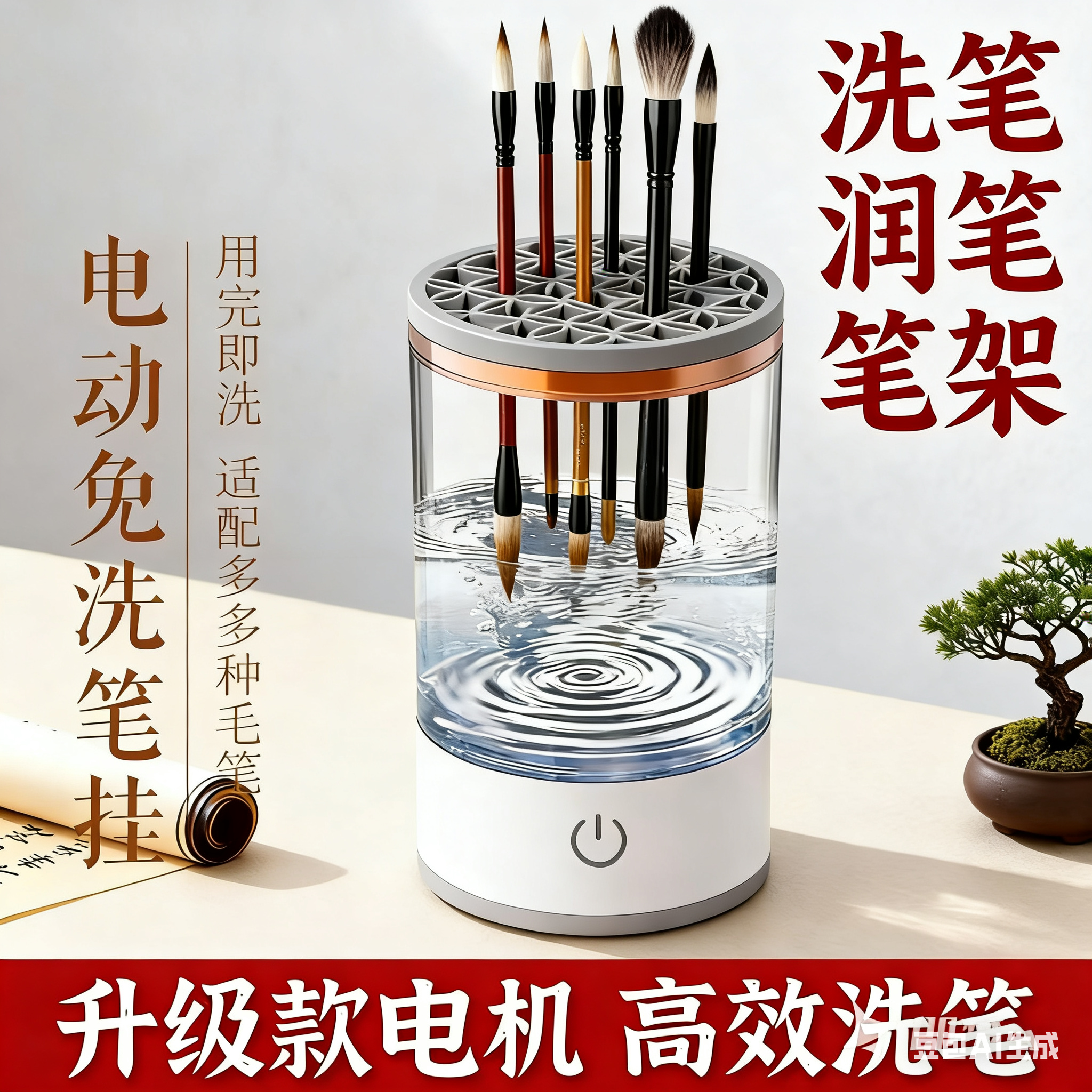 免洗笔架笔挂洗毛笔化妆刷清洗电动洗笔器晾笔保湿润笔笔挂