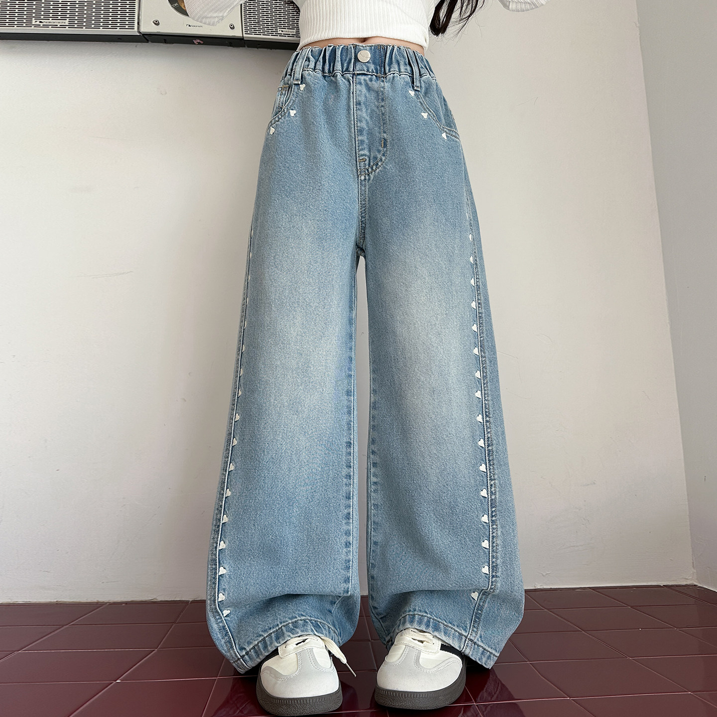 儿童装女童春装裤子休闲长裤2026新款中大童女孩春秋款阔腿牛仔裤,童装/婴儿装/亲子装,裤子,淘宝优惠券,粉丝福利购,淘宝优惠卷