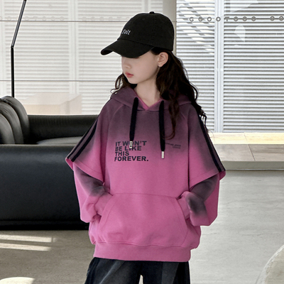 女童秋冬款连帽卫衣长袖休闲上衣