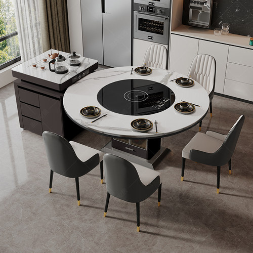 方圆两用餐桌岛台电磁炉一体泡茶