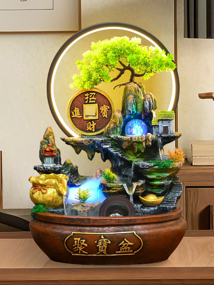 风车流水摆件循环水客厅流水礼生财高山造景鱼缸开业轮聚宝盆风水,家居饰品,桌面摆件,淘宝优惠券,粉丝福利购,淘宝优惠卷