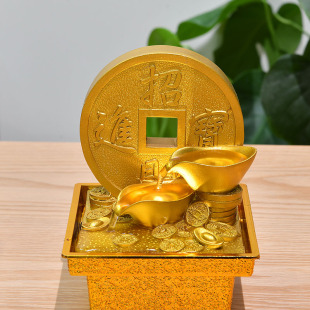 招财流水摆件免插电循环水桌面流水器吧台生财运小风水轮开 业礼