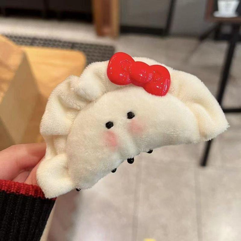趣味可爱毛绒饺子发夹女后脑勺盘发抓夹侧边刘海夹搞怪发卡子头D1