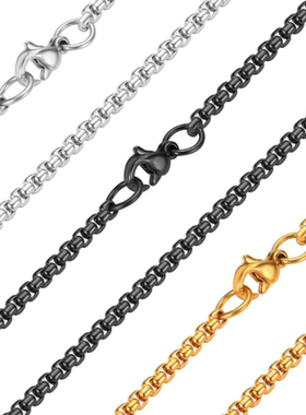 简约时尚百搭黑色链子方链嘻哈项链细链子素链