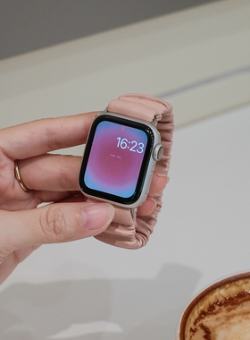 适用iwatch s9表带apple watch s8 7 6苹果手表5/432se真皮大肠圈