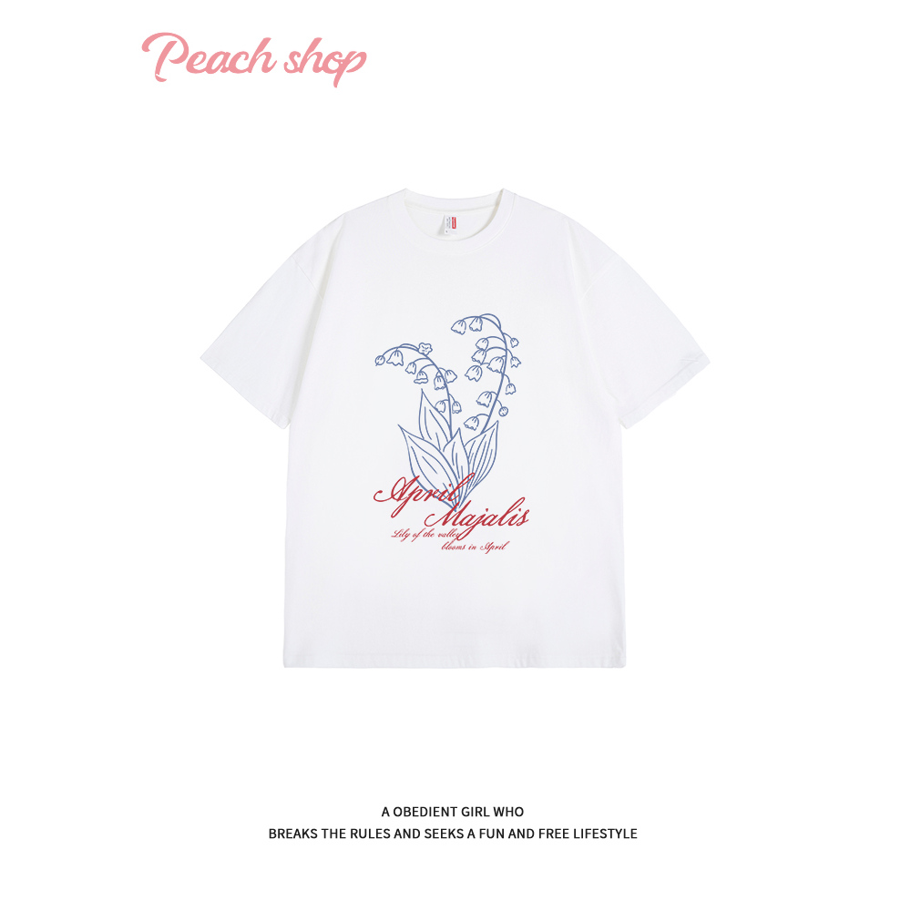 PeachShop夏季小众纯棉短袖T恤