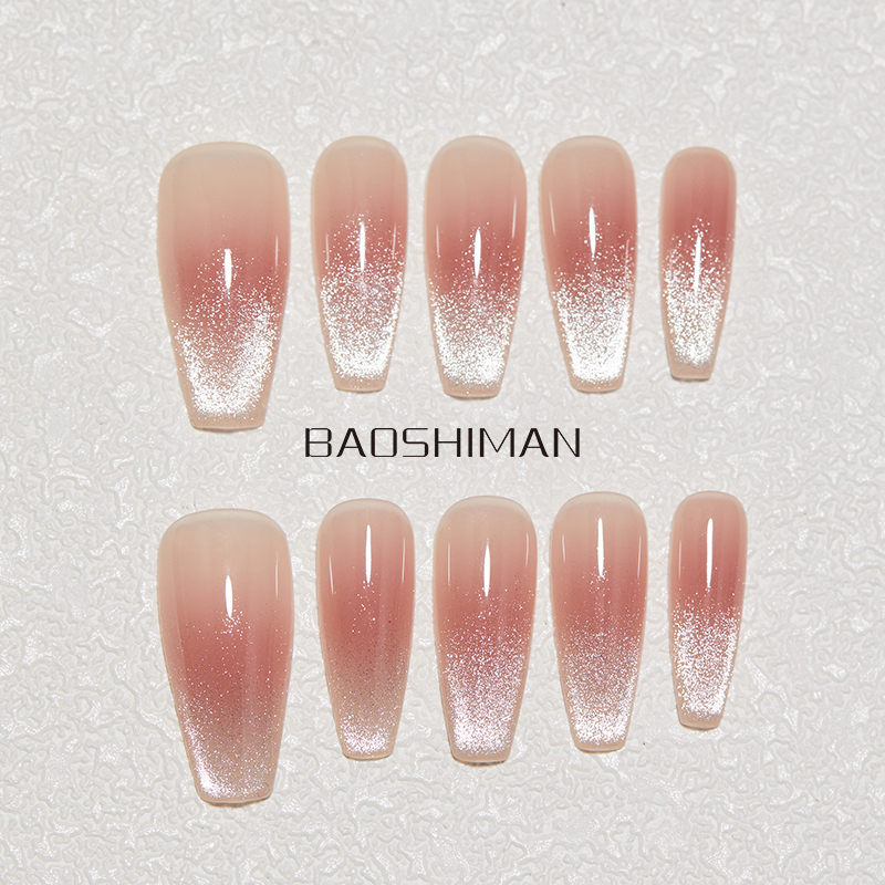 新款裸色晶石猫眼腮红气质穿戴甲