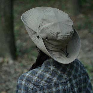 日系大帽檐防晒渔夫帽防紫外线露营抽绳遮阳登山 遮阳帽子男女夏季