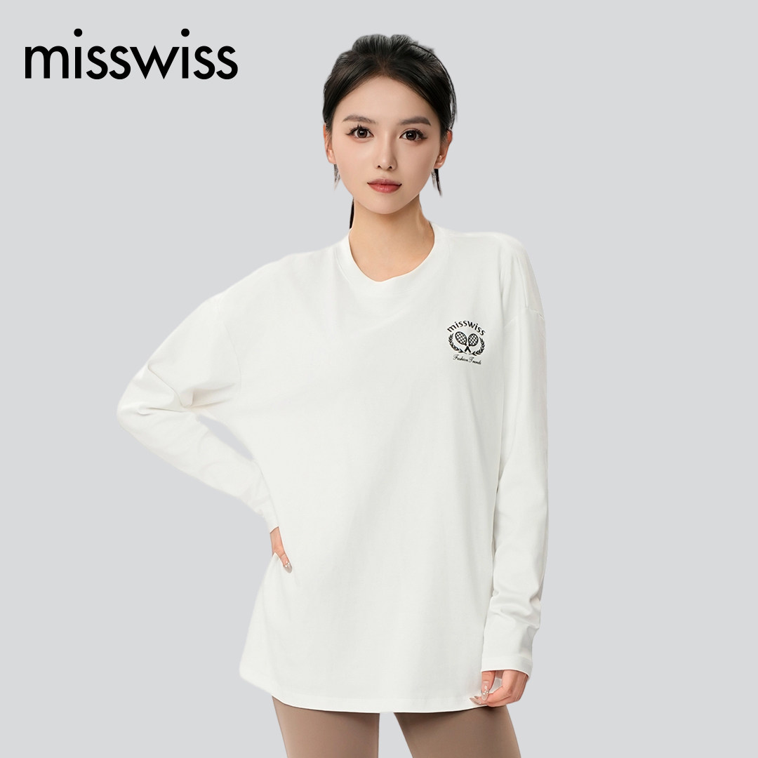 MissWiss（服饰）长袖t恤女2025新款百搭宽松显瘦白色上