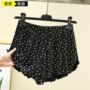 小花家居裤 薄款 大码 宽松休闲裤 莫代尔高腰短裤 居家清凉睡裤 女夏季