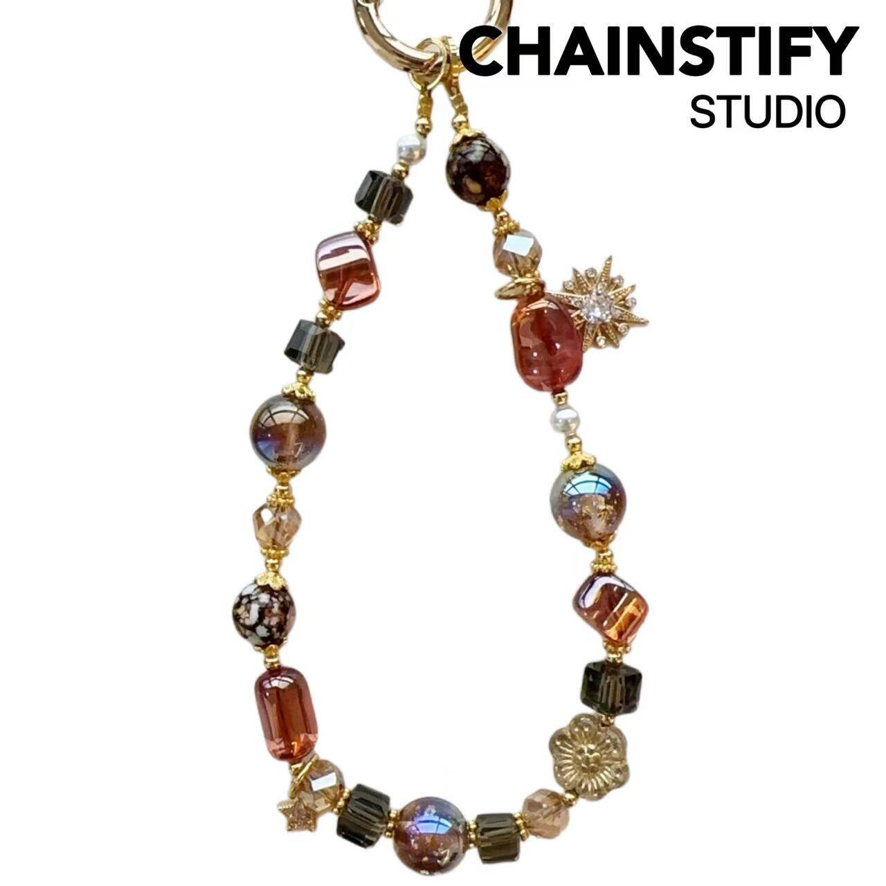 新款巴洛克风高级轻奢感水晶琉璃捷克珠串珠挂绳手机链