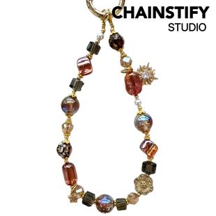 新款巴洛克风高级轻奢感水晶琉璃捷克珠串珠挂绳手机链