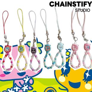 可爱卡通拓麻歌子糖果色串珠手机挂件KT猫挂绳库洛米包挂件钥匙扣