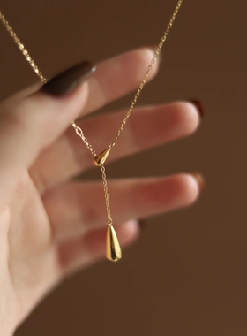 流苏双水滴项链女简约小众个性
