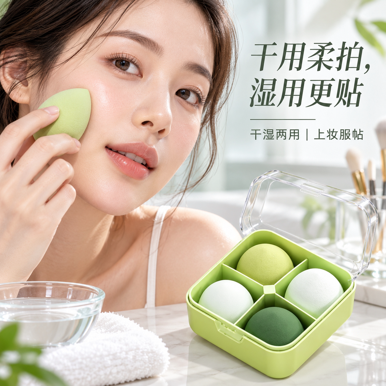 日本优选美妆蛋不吃粉柔软细腻化妆棉粉扑干湿两用不卡粉2026新款