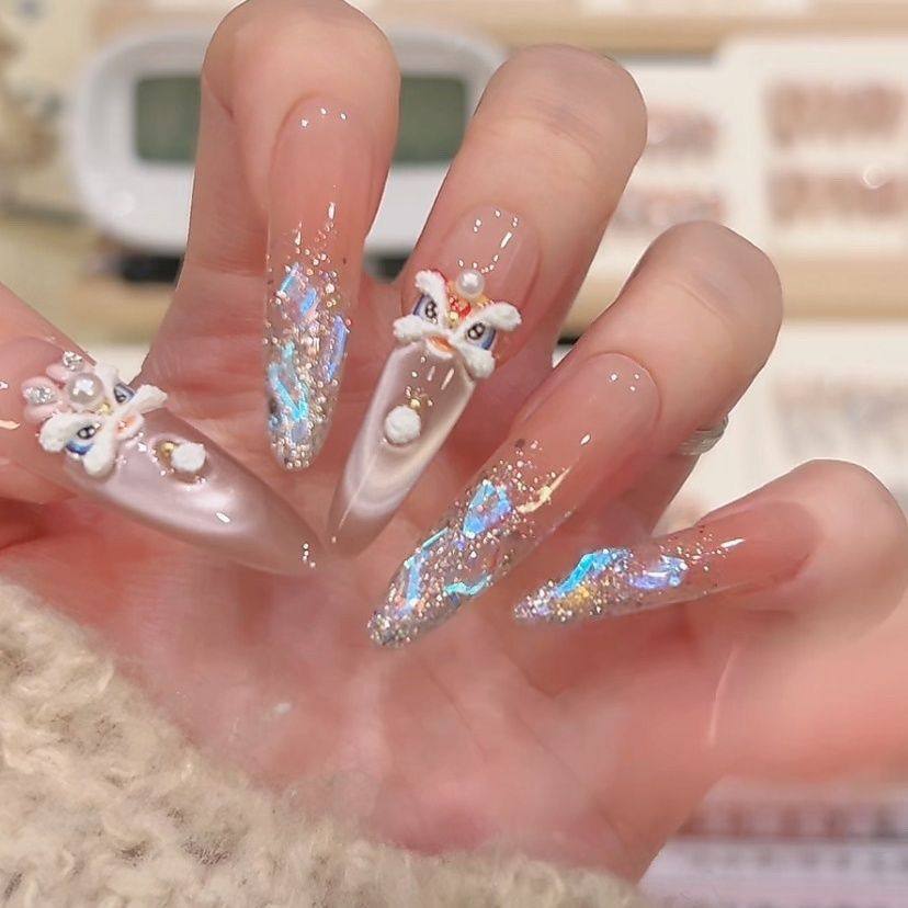 纯手工儿童穿戴甲女童美甲纯手工美甲穿戴猫眼气质醒狮贴片显白高,彩妆/香水/美妆工具,美甲工具,淘宝优惠券,粉丝福利购,淘宝优惠卷