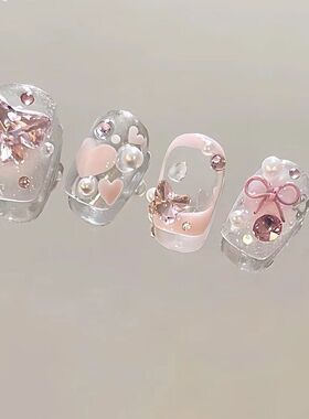 手工儿童穿戴甲女童公主殿下布契拉提美甲贴片成品假指甲贴短款