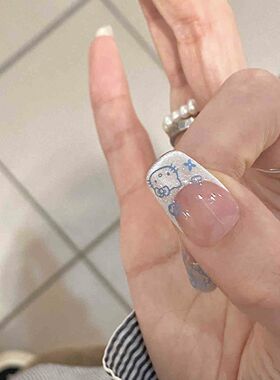 纯手工儿童穿戴甲女童美甲hellokitty穿戴甲手工kitty猫眼法式美