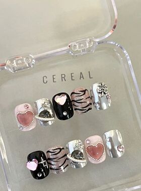 纯手工儿童穿戴甲女童手工穿戴甲闪钻爆闪y2k辣妹西太后少女心短