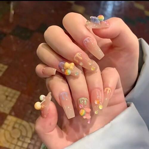 手工儿童穿戴甲女童糖果宝石美甲爆款ins钻石彩虹假指甲学生甲贴