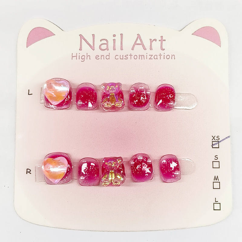 纯手工儿童穿戴甲短款卡通乌梅子酱小熊可爱美甲贴片可拆卸指甲贴,彩妆/香水/美妆工具,穿戴甲/甲片,淘宝优惠券,粉丝福利购,淘宝优惠卷