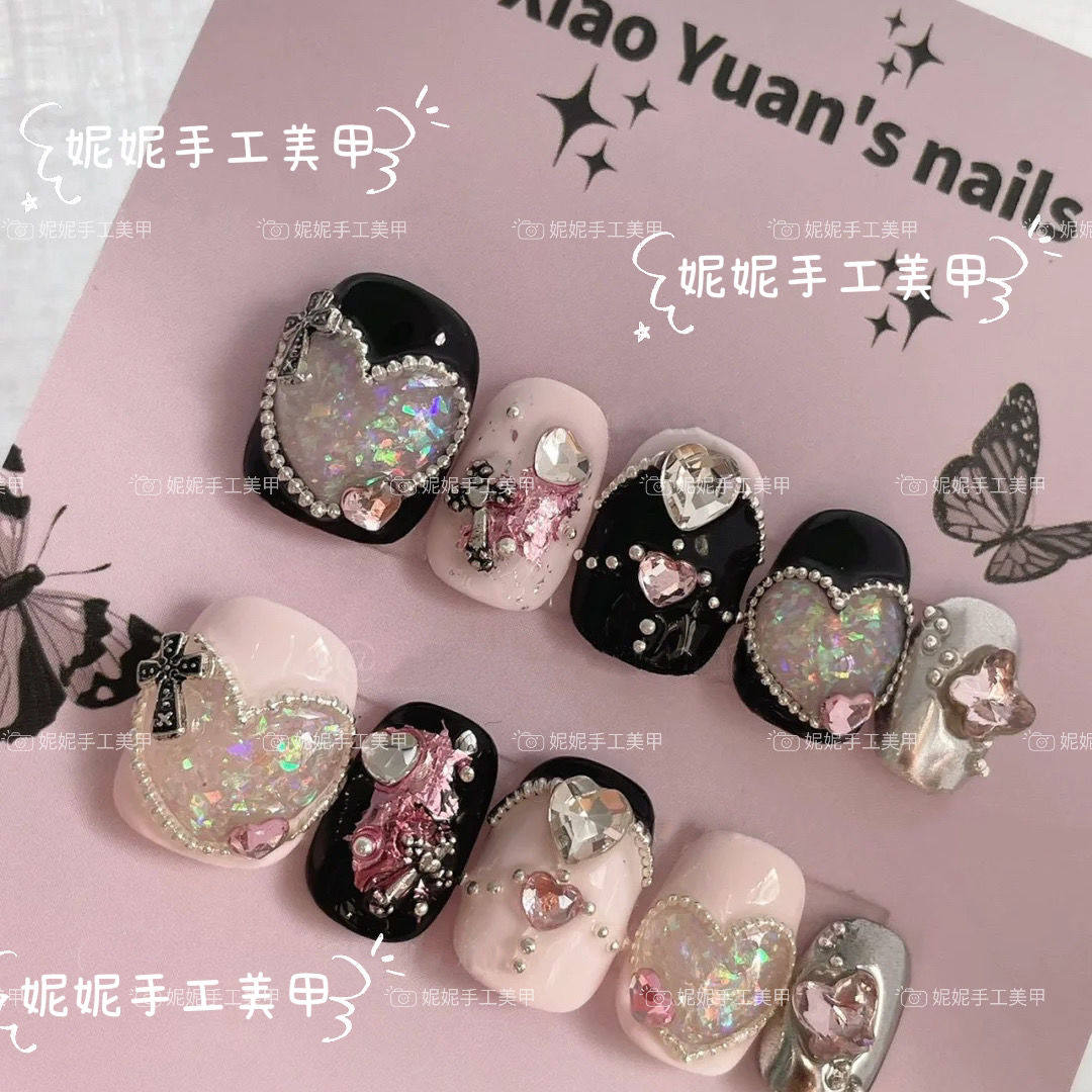 纯手工儿童穿戴甲女童纯手工手绘光疗美甲diy小短款爱心穿戴甲短,彩妆/香水/美妆工具,穿戴甲/甲片,淘宝优惠券,粉丝福利购,淘宝优惠卷