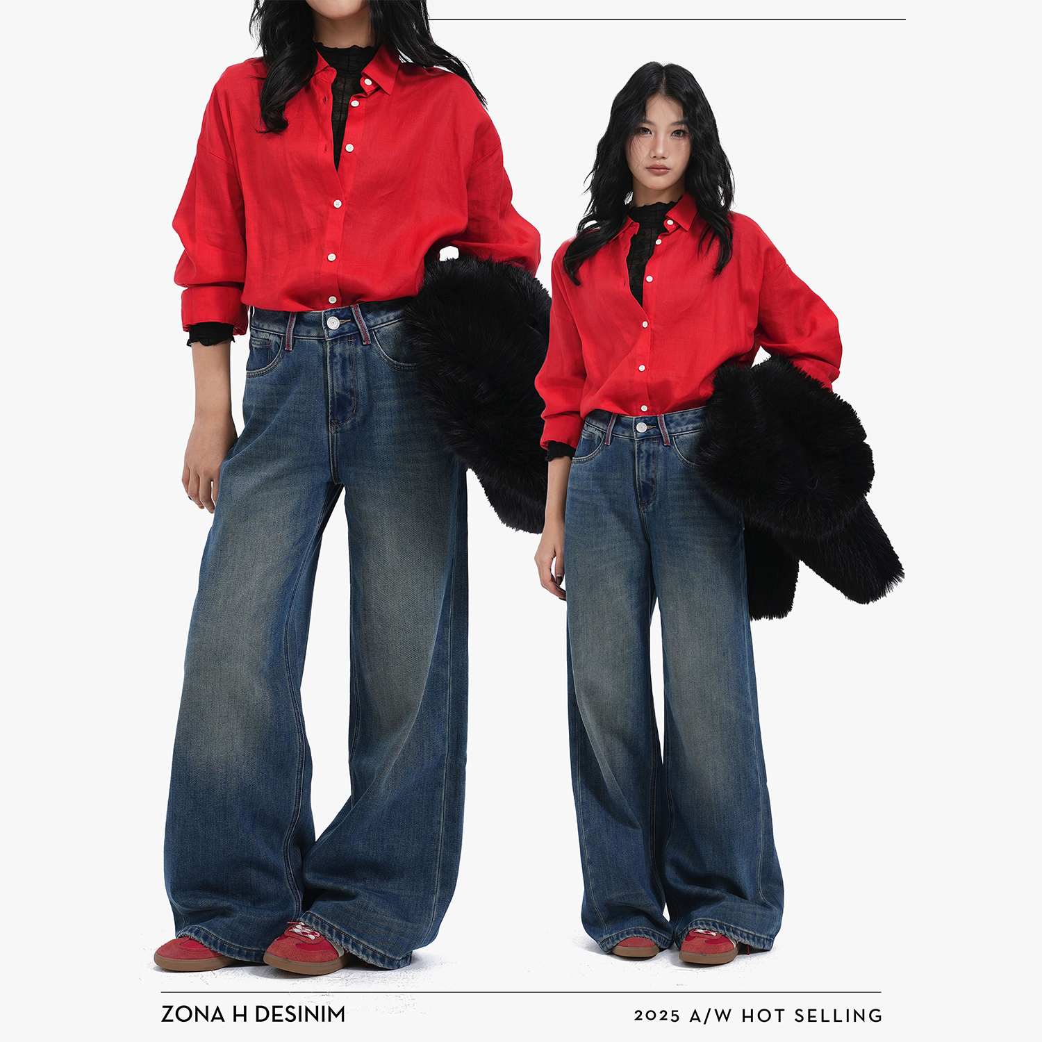 ZONA H DESINIM ·「解压裤」拖地阔腿牛仔裤修身显瘦女秋冬88810