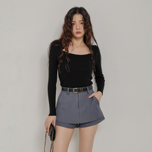 BRNR2025秋冬新款设计师小众轻奢名媛风女高级感气质修身长袖T恤