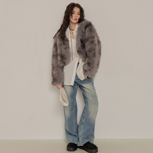 BRNR2025秋冬新款设计师小众轻奢名媛风女高级感气质仿皮草短外套