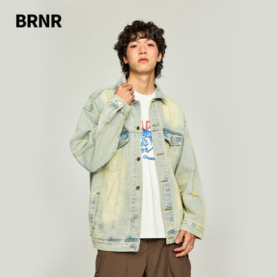 服饰复古黄泥水洗破洞BRNR