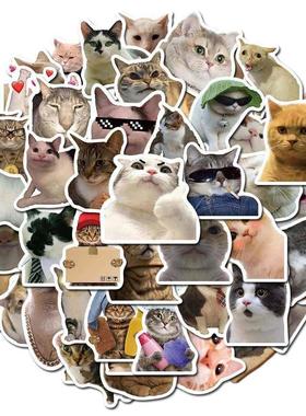 50PCS Cat MEME Funny Animals Stickers Vintage Toy DIY Kids N