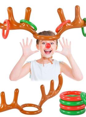 Christmas Inflatable Reindeer Antler Hat Ring Toss Funny Fam
