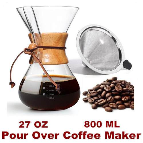 Pour Over Coffee Maker Borosilicate Glass Drip Coffeemaker