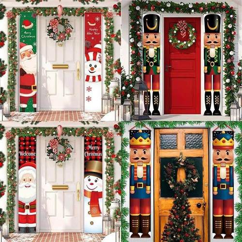 Nutcracker Soldier Banner Christmas Door Curtain Merry