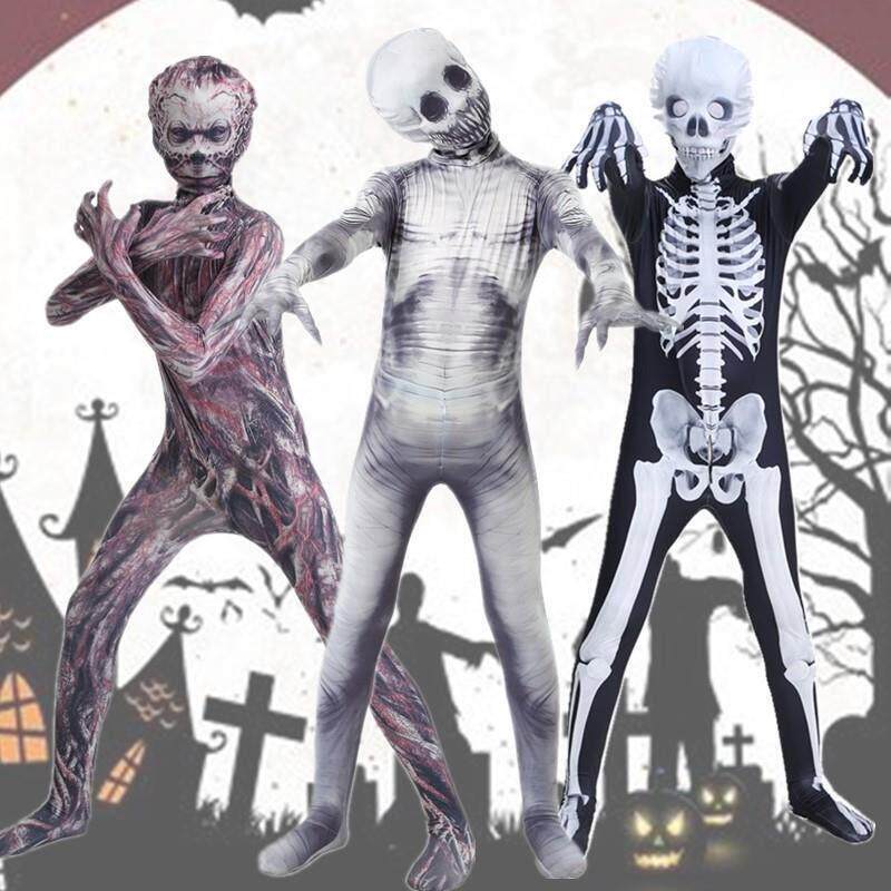 Halloween costume parody skeleton jumpsuit万圣节骷髅连体衣服