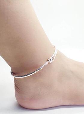 永久手脚镯永久脚环大人实心脚镯手镯手工光面铃铛送女友仙气时尚